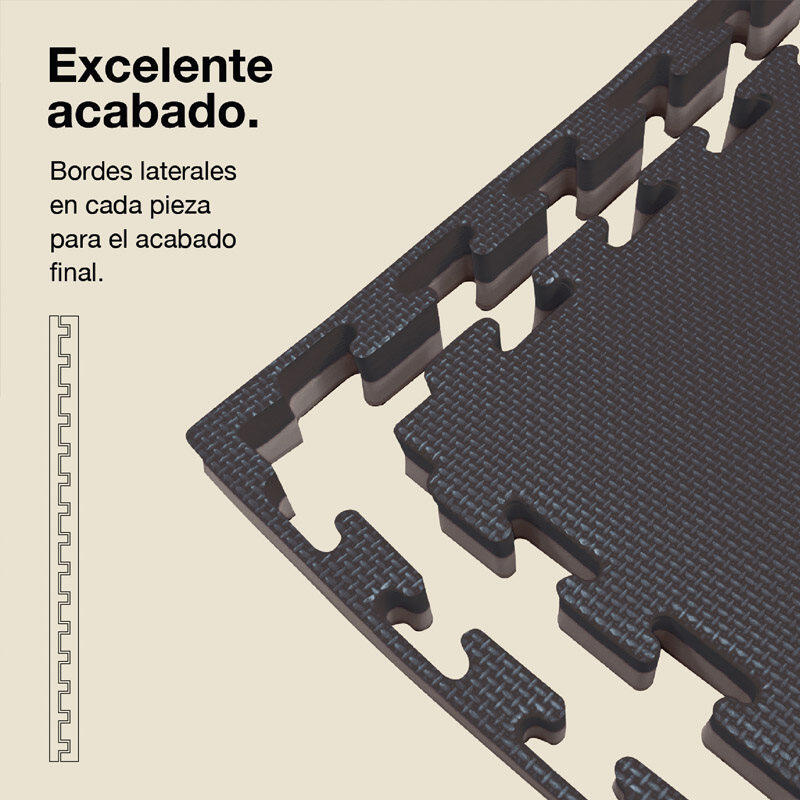 JOWY Tatame Puzzle 4 cm 100x100 cm – Superfície T, reversível Cinza/Preto 3/6