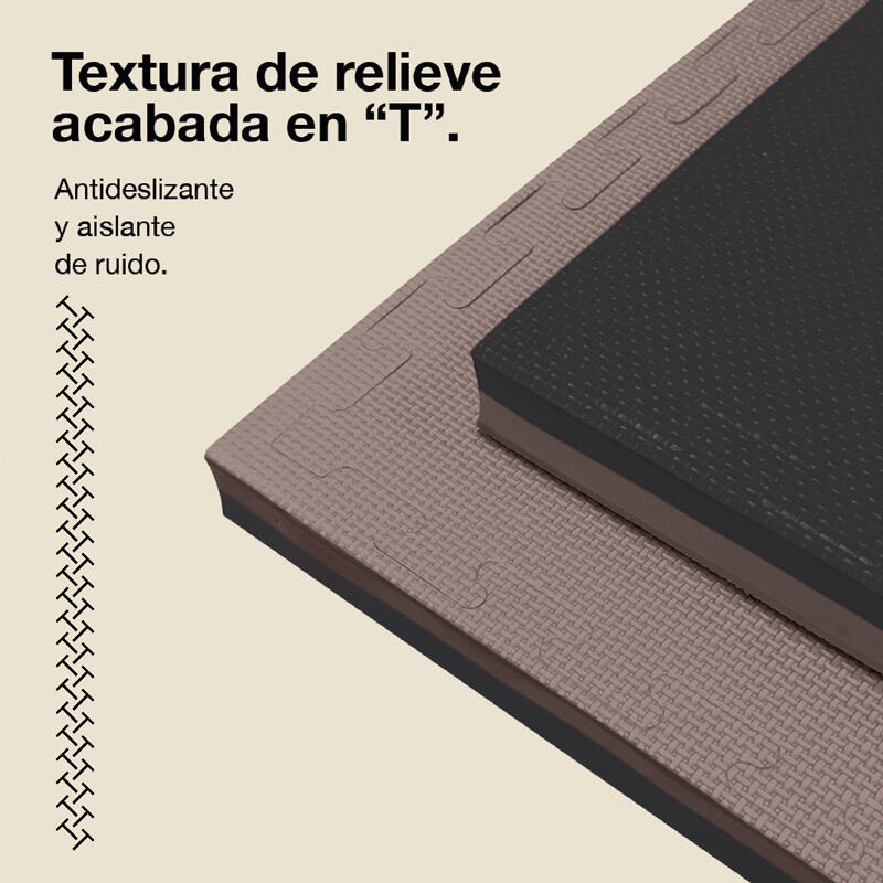 JOWY Tatame Puzzle 4 cm 100x100 cm – Superfície T, reversível Cinza/Preto 4/6