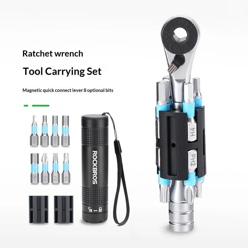 Clé à cliquet portable avec 8 embouts pour réparation de vélo 2/6