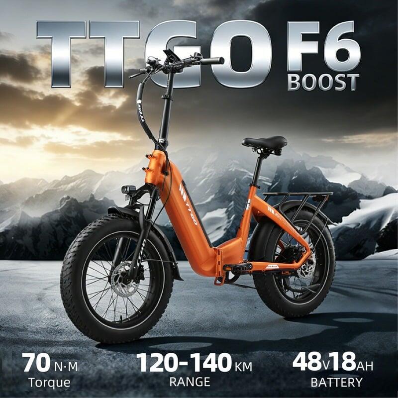 Bicicleta híbrida elétrica pneus largos esporte F6Boost longa autonomia laranja 5/7