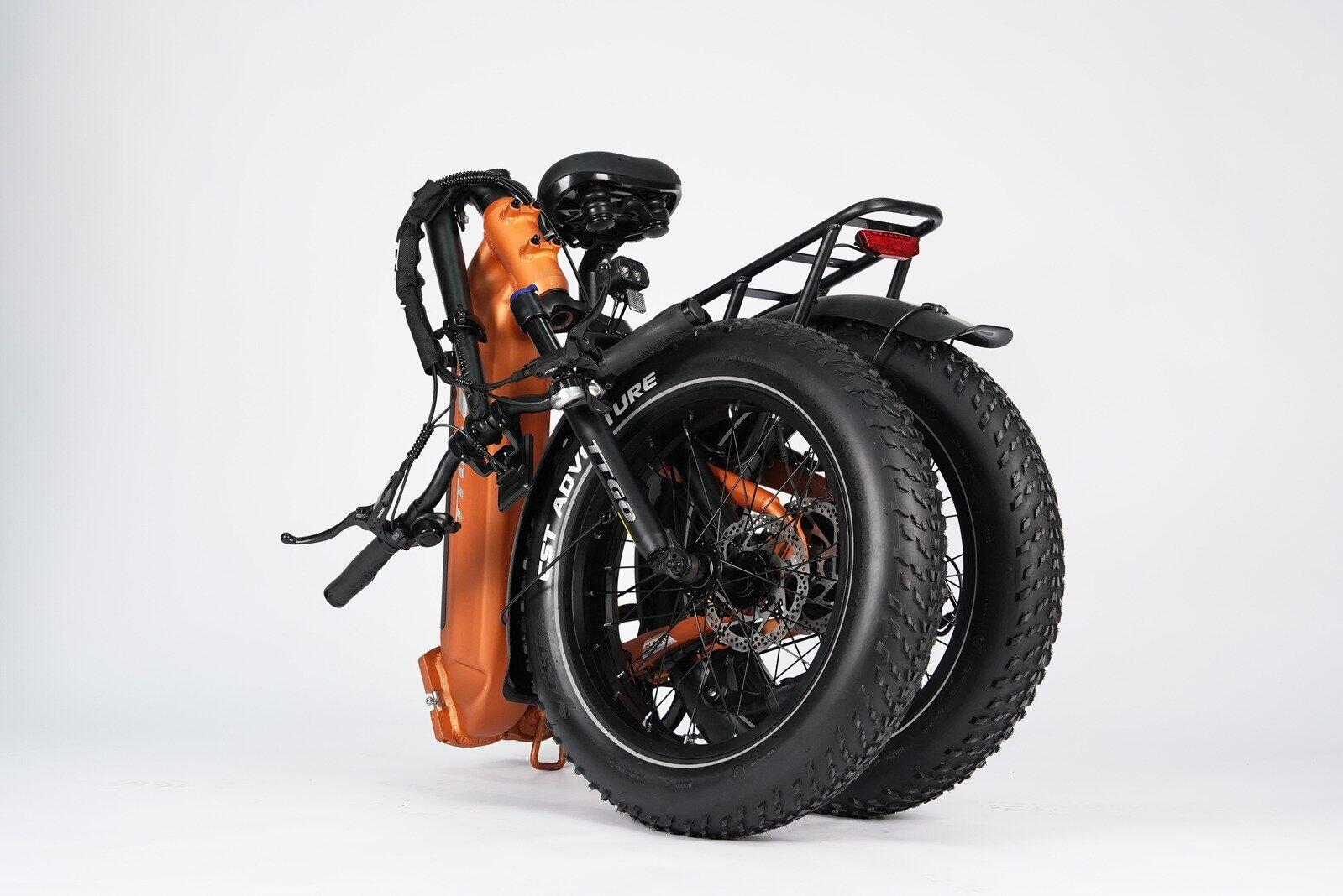 Bicicleta híbrida elétrica pneus largos esporte F6Boost longa autonomia laranja 4/7