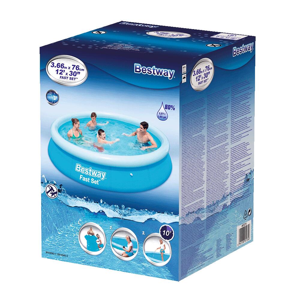 Bestway Piscine gonflable ronde Bestway Fast Set 366 x 76 cm bleu 6/6