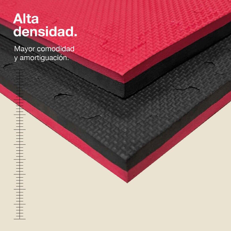 JOWY Tatami Puzzle 2,5cm 100x100cm – Superficie T, reversible Negro/Rojo 2/6