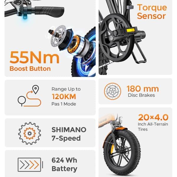 Bicicleta eléctrica plegable ENGWE EP-2 BOOST 48V 13Ah, neumáticos anchos de 20" 6/7