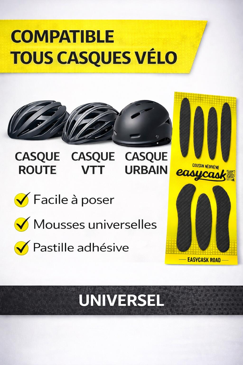 Mousse casque vélo confort respirant universelle – EASYCASK ROAD 6/7