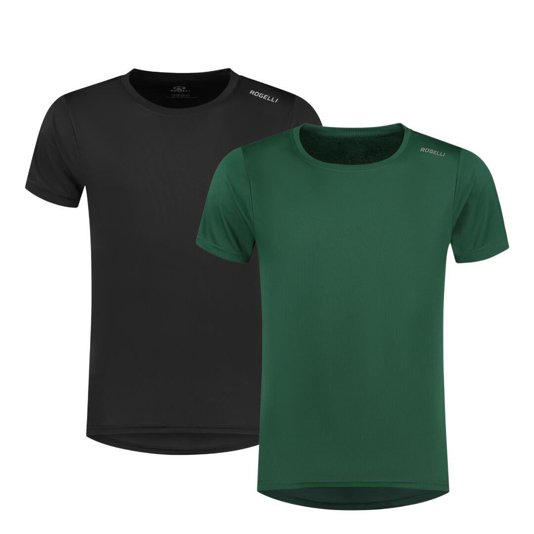 T-shirt running homme manches courtes lot de 2 – Noir & Vert foncé 2/7
