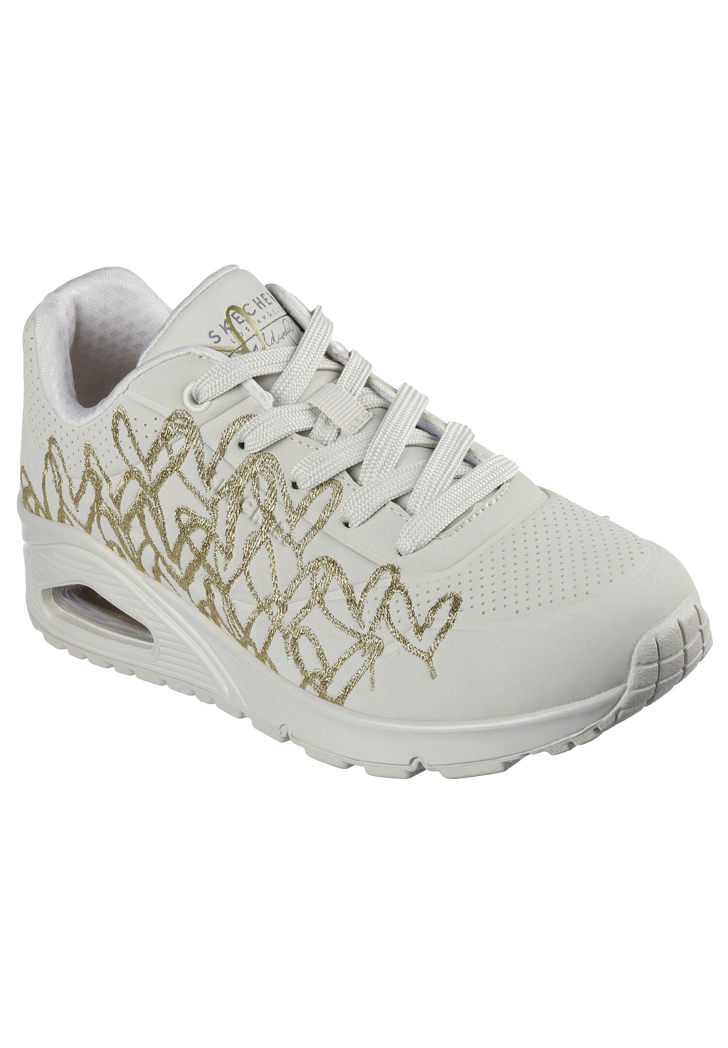 Pantofi Sport Skechers Model Uno - Golden Heart Culoare Alb