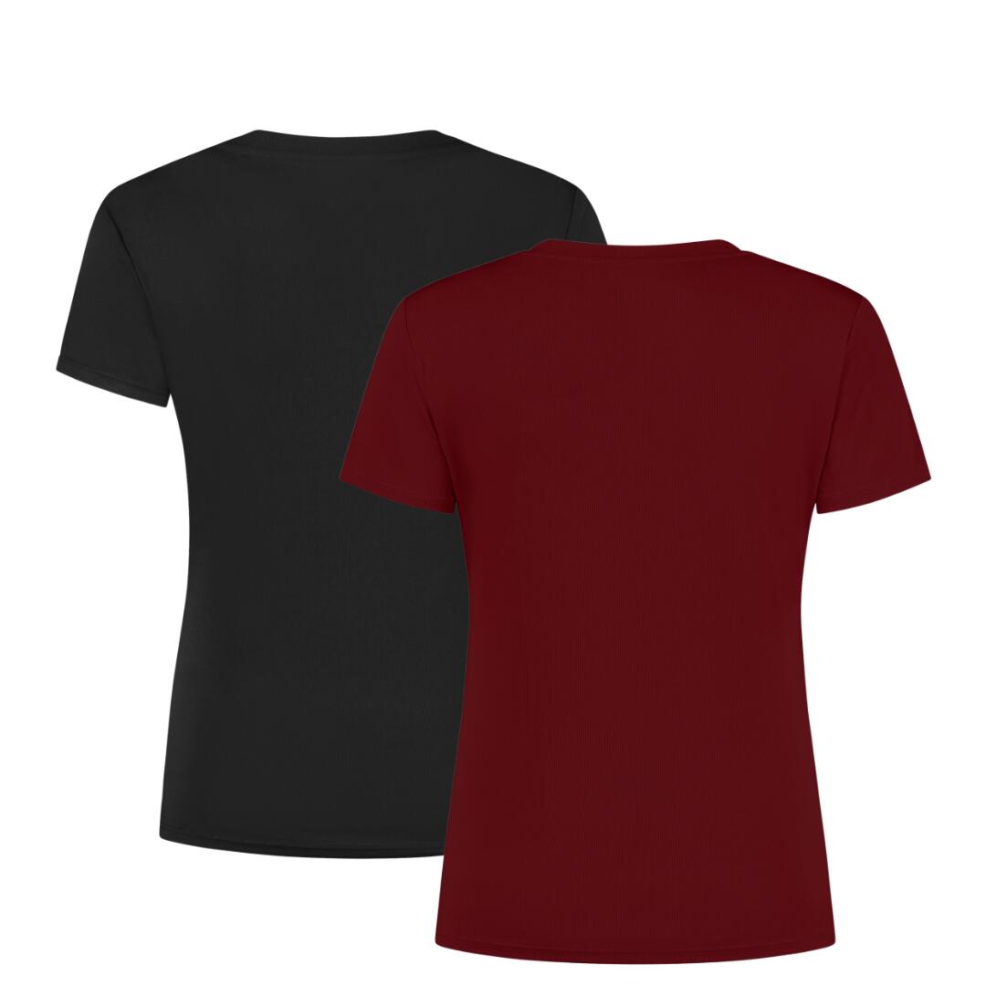 Hardloopshirt Dames Ademend Korte Mouwen 2-pack – Zwart & Rood 3/7