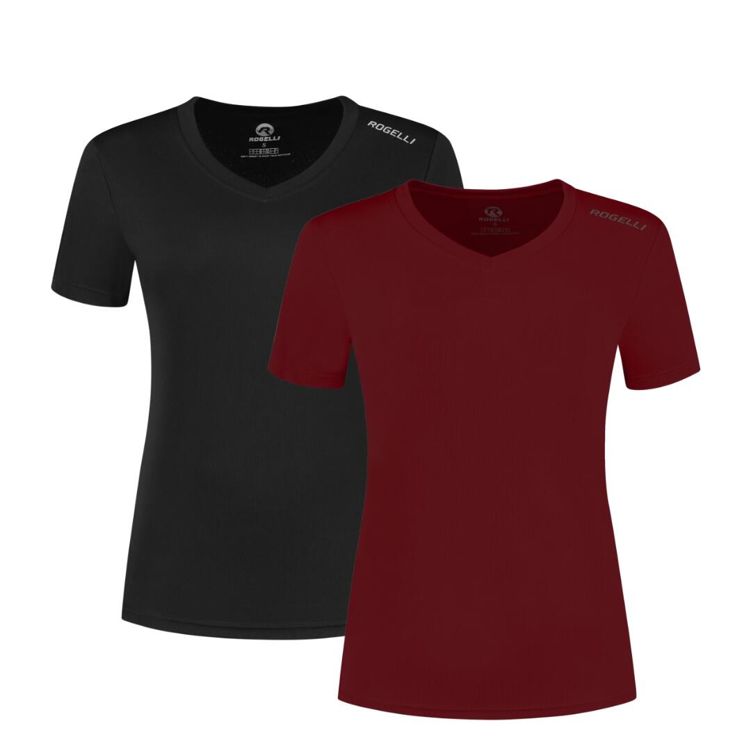 Hardloopshirt Dames Ademend Korte Mouwen 2-pack – Zwart & Rood 2/7