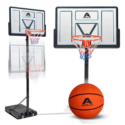 Panier de basket Apollo – réglable, avec roulettes, ballon et pompe
