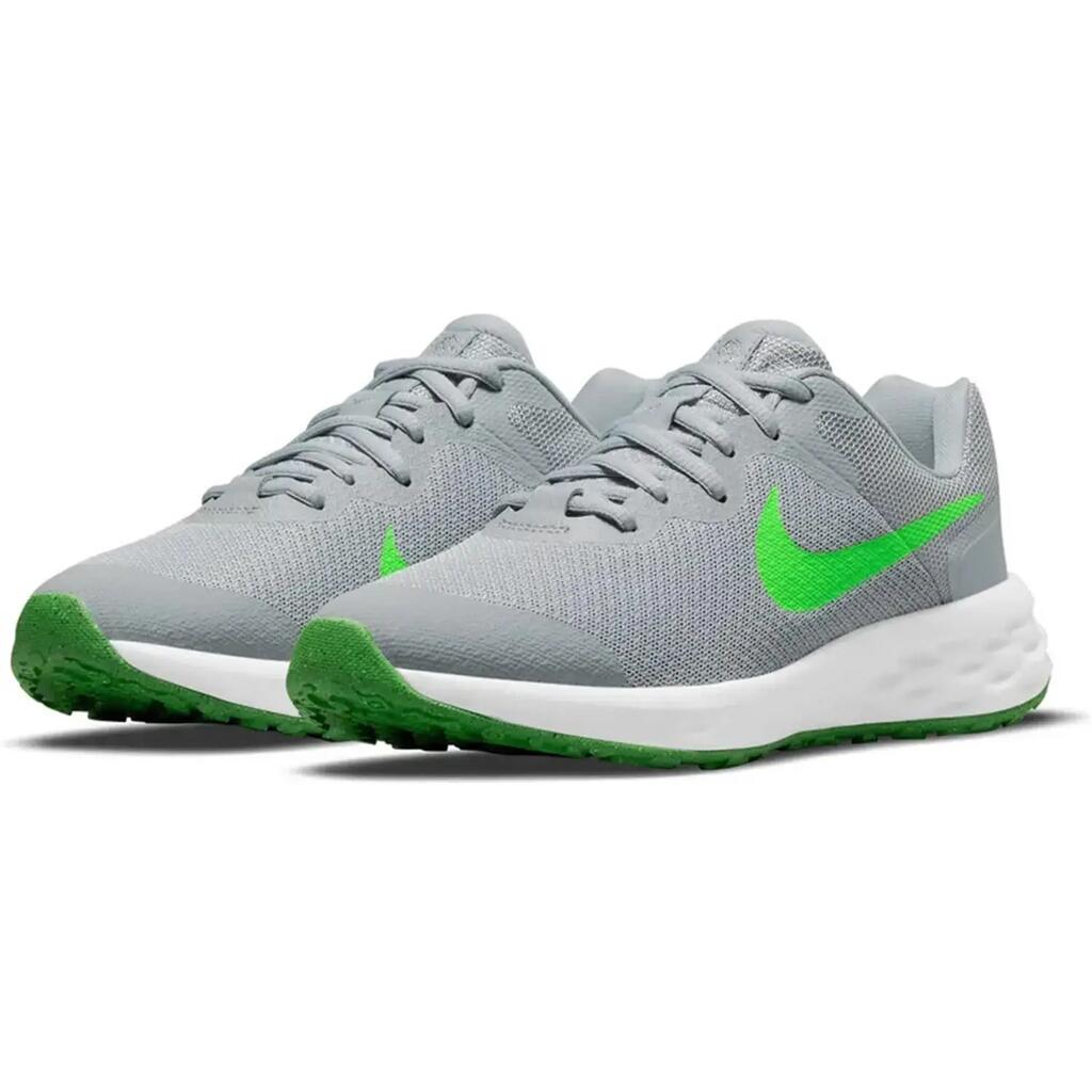 Nike Boys Running Trainers Revolution 6 Lace Up lt smoke grey green UK Size 5