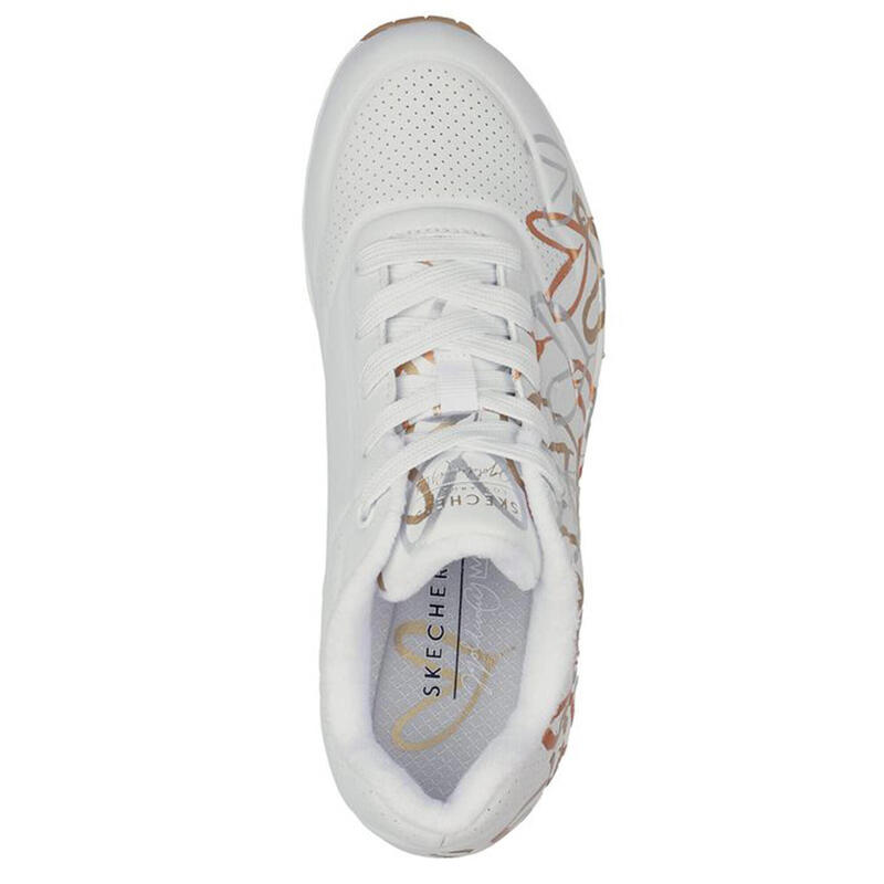 Pantofi Sport Skechers Model Uno-metallic Love Culoare Alb