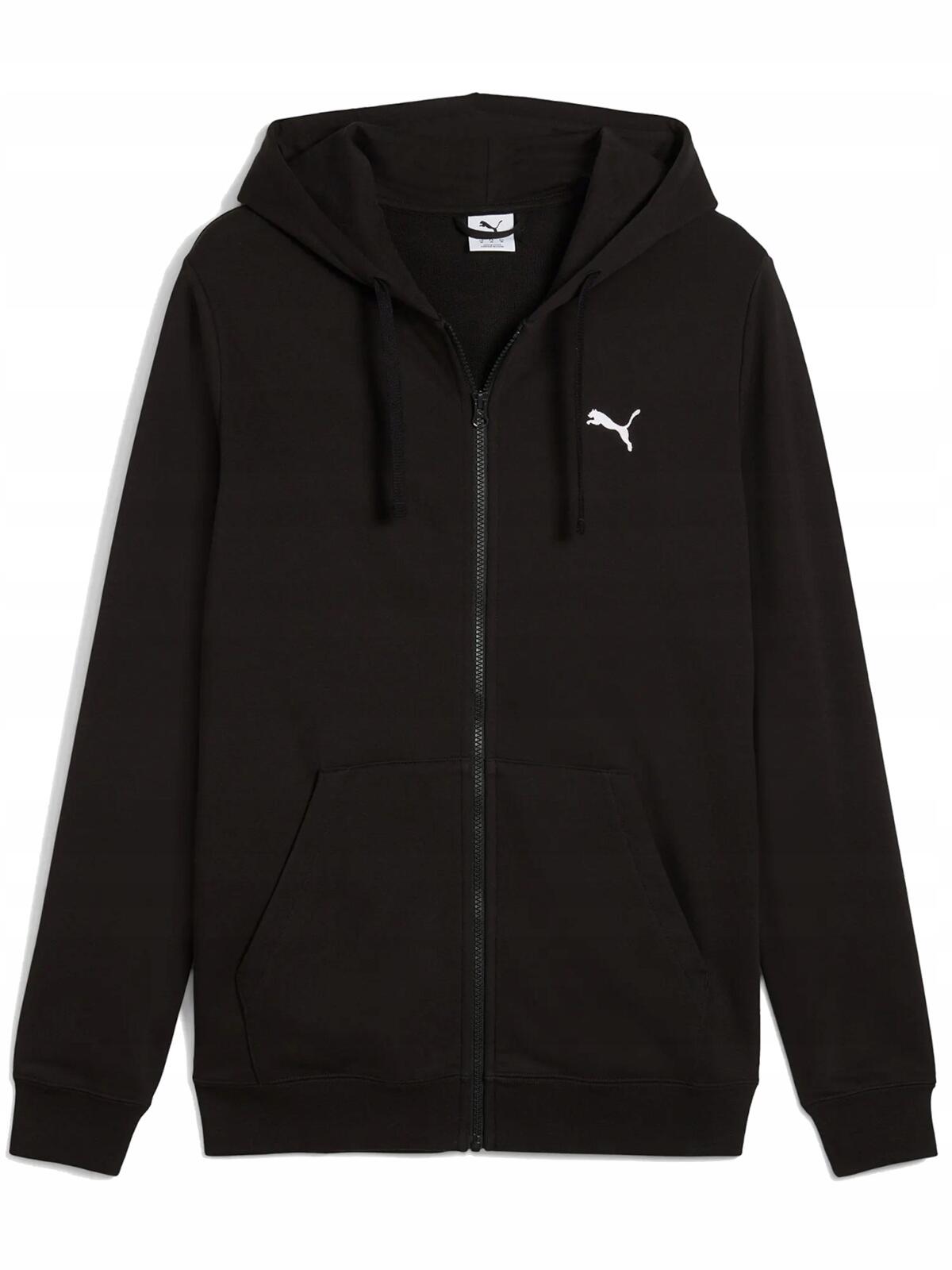 Bluza Męska Puma Z Kapturem Na Zamek Sportowa Czarna Basic 3/4