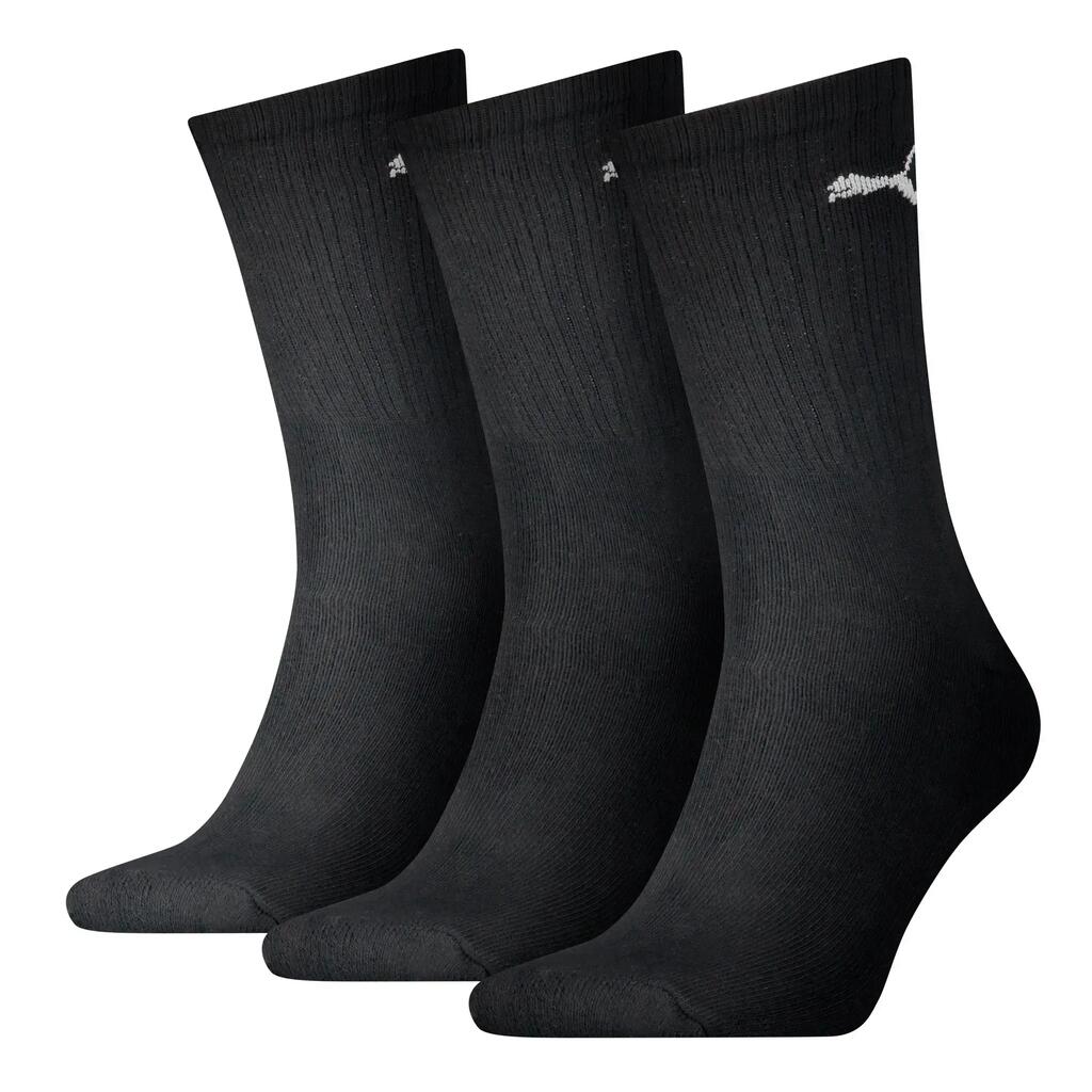 Unisex Adult Logo Sport Crew Socks (Pack of 3) (Black)