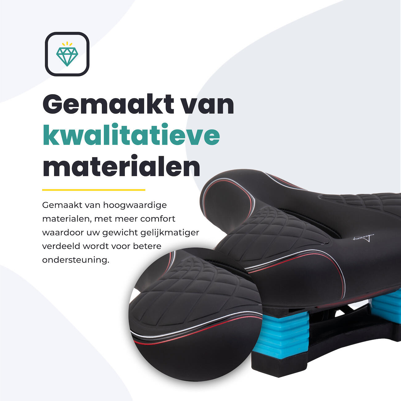 Voltano Zen Fietszadel Met Antislip Gelpads - Zwart / Rood 7/7