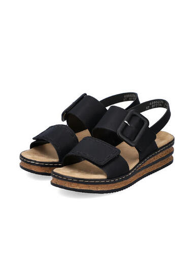 Rieker Damen Keilsandaletten Sandalen 62950-00 tiefschwarz