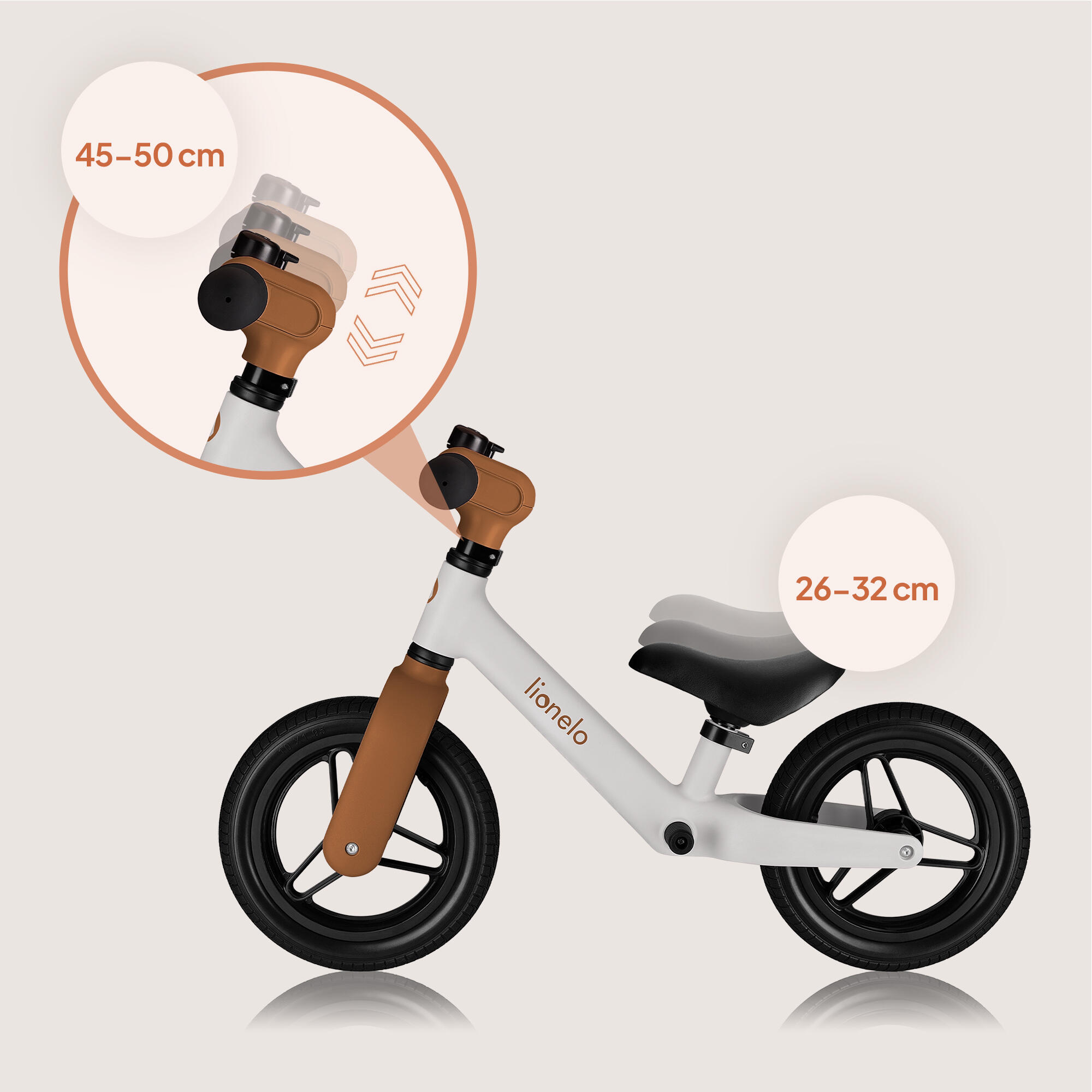 Draisienne pour enfants Toni – selle et guidon réglables, Beige 4/7