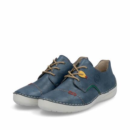 Rieker Damen Schnürschuhe Halbschuhe Businessschuhe Leder Schuhe 52528-14 Blau