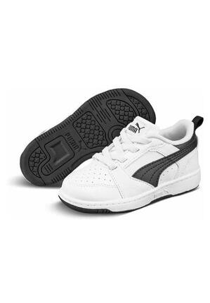 Puma Rebound V6 Lo AC PS Unisex Kinder Sneaker 396742 02 weiß/schwarz