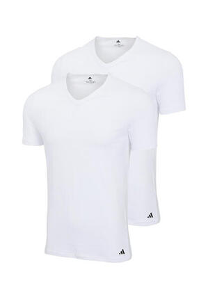 2 er Pack adidas V-Neck T-Shirt Herren V-Ausschnitt Baumwolle