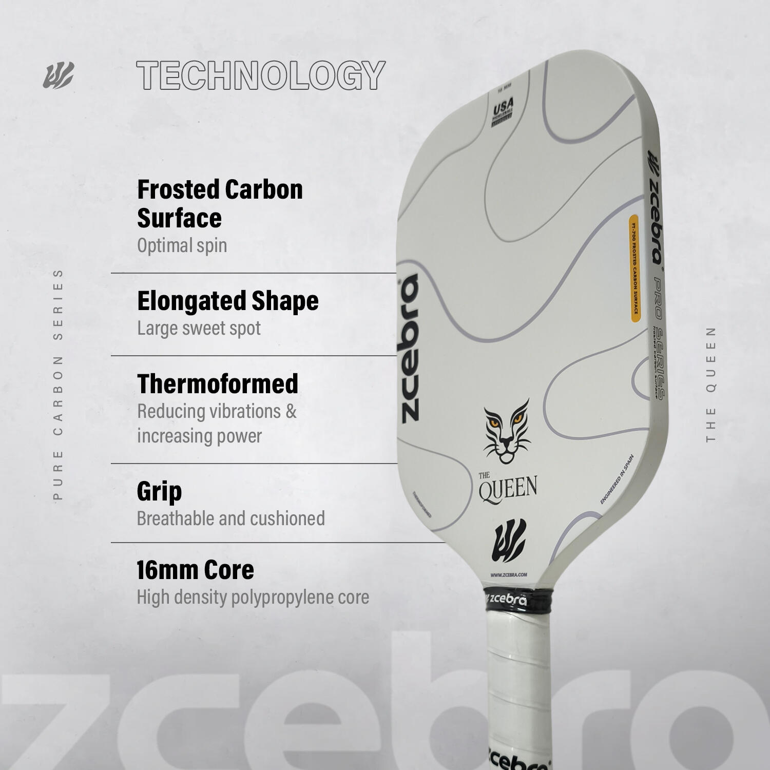 Pala de Pickleball Carbono Zcebra The Queen 2/7