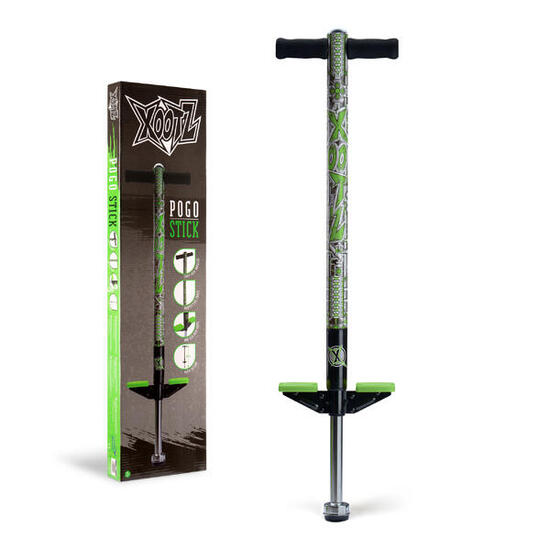 Xootz Pogo Stick, Industrial Design for Kids, Soft Foam Handlebars, Black/Green