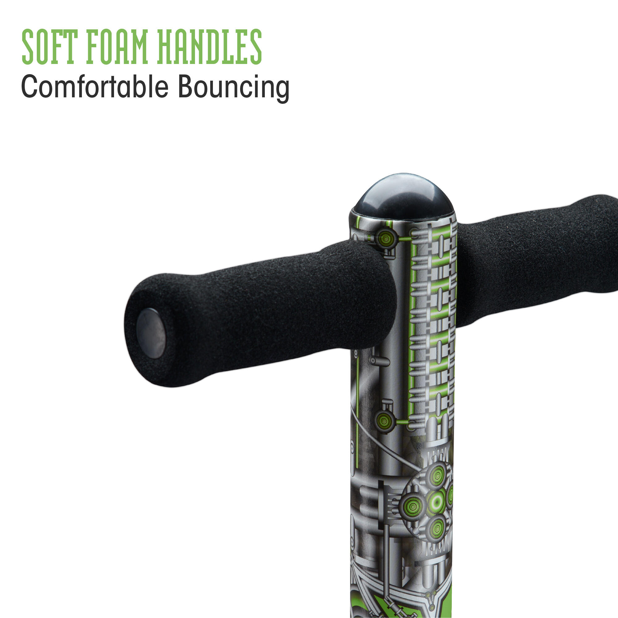 Xootz Pogo Stick, Industrial Design for Kids, Soft Foam Handlebars, Black/Green 4/6