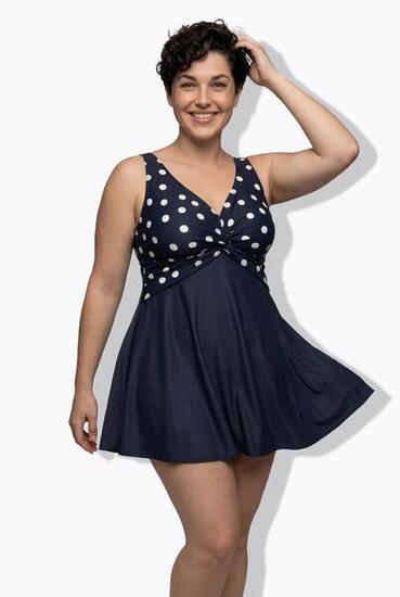Femme Robe de bain à pois bonnets souples matière recyclée