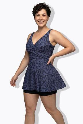 Femme Robe de bain à bonnets souples. Décolleté rond. Matière recyclée