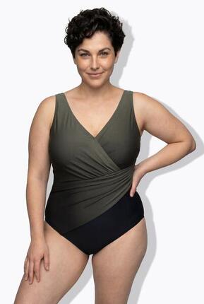 Femme Maillot de bain à dégradé de couleurs drapé et bonnets souples