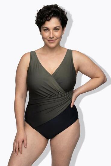 Femme Maillot de bain à dégradé de couleurs drapé et bonnets souples