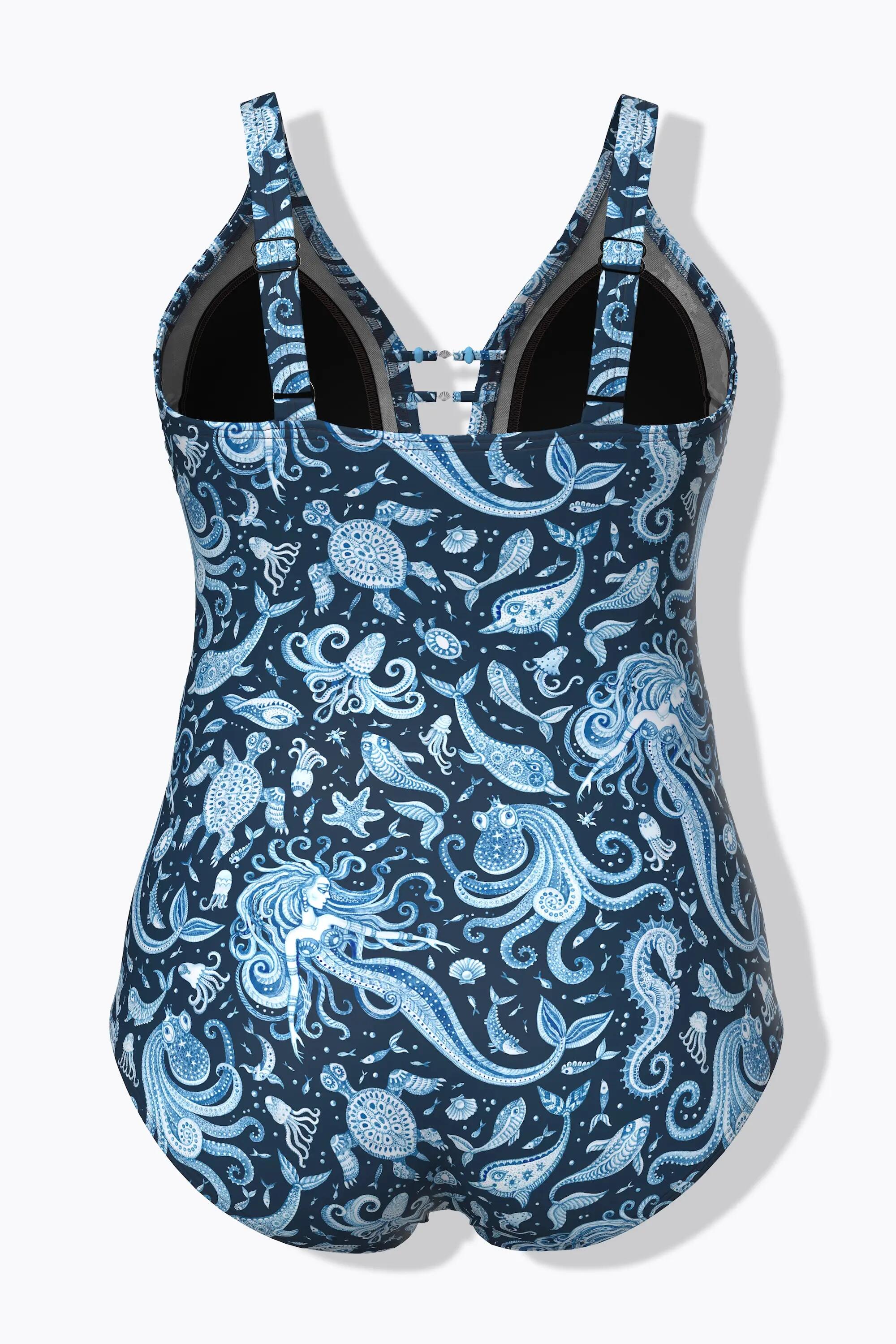 Dames Badpak zeemeermin zachte cups gerecycled 7/7