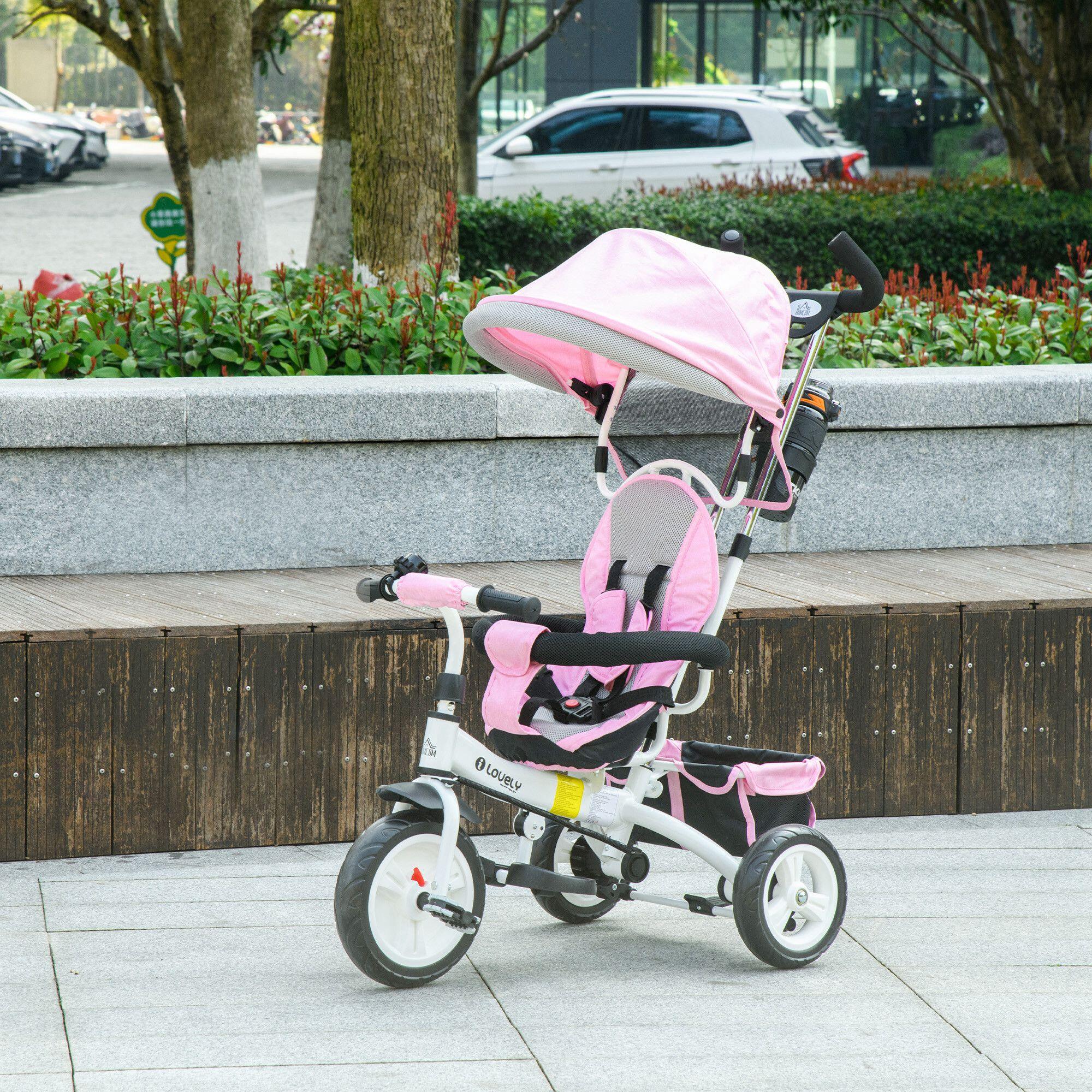 Triciclo para bebés 95x50x106 cm rosa HOMCOM 2/7