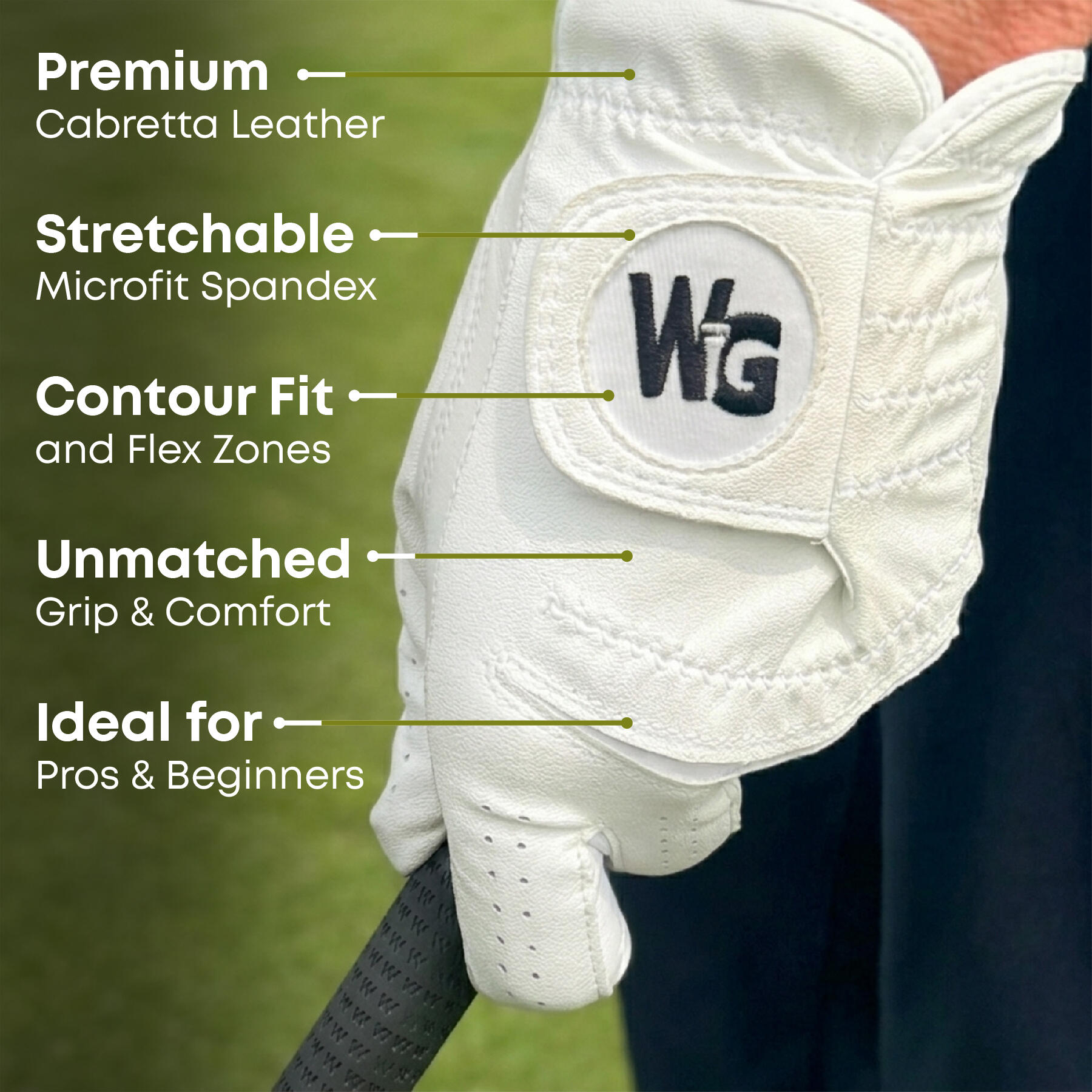 Gants de Golf Wedge Guys Flex - Main Gauche Cuir Cabretta - Large - Lot de 3 2/6