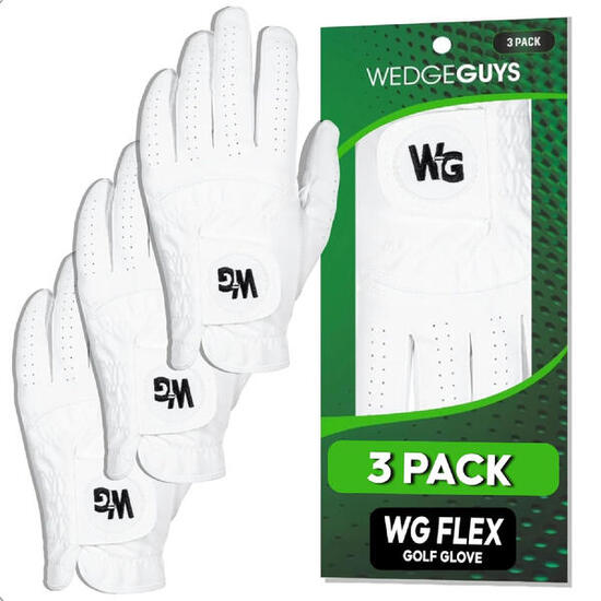 Gants de Golf Wedge Guys Flex - Main Gauche Cuir Cabretta - Large - Lot de 3