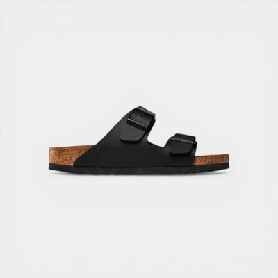 Birkenstock Arizona Birko Flor Black Black Foot Bed