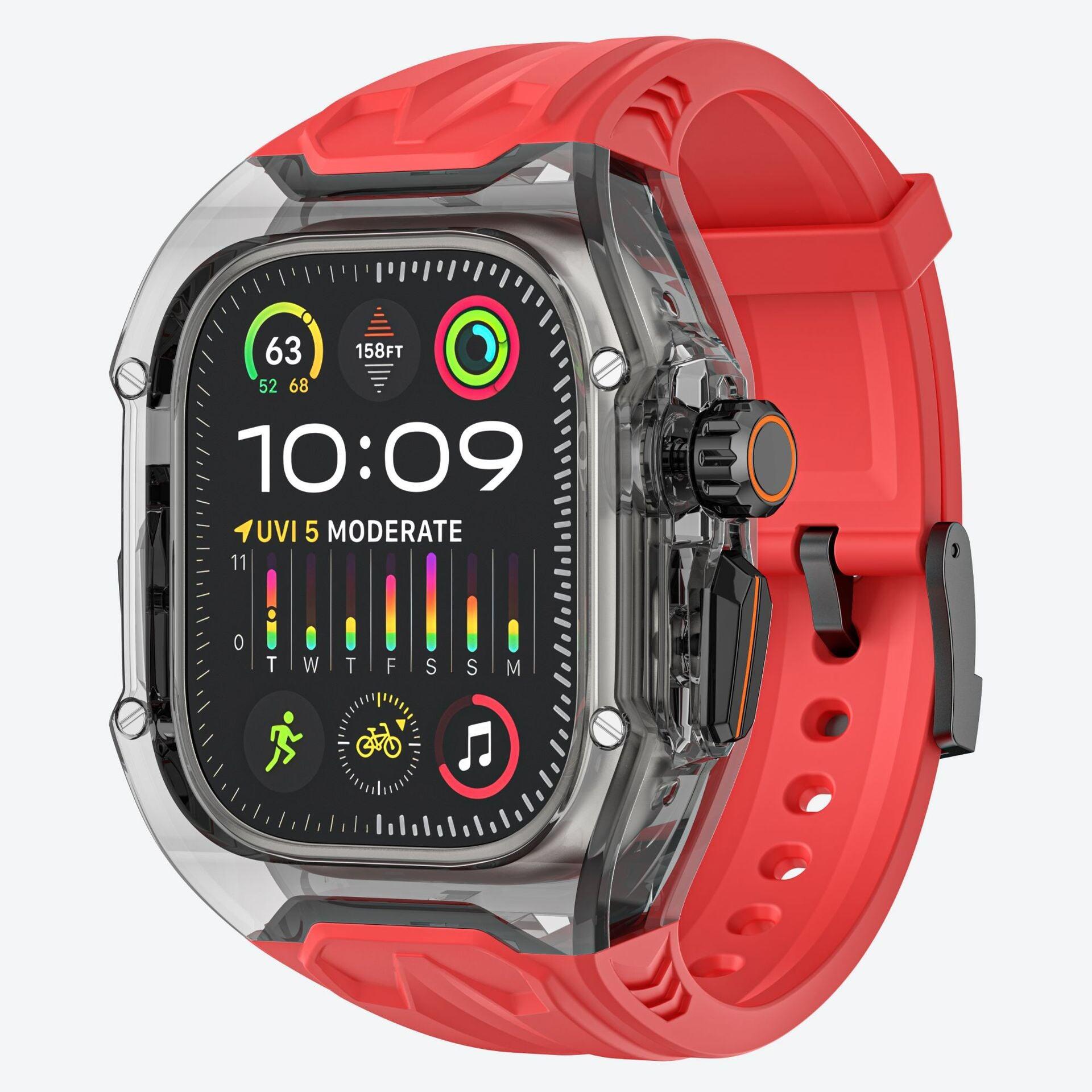 Transparent  Sports Watch Strap & Case for Smart Watch - (Red transparent black)