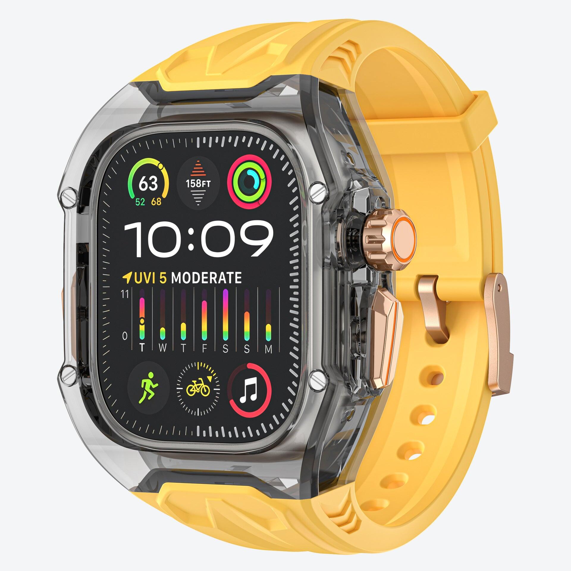 Sports Watch Strap & Case for Smart Watch - (Yellow transparent black)