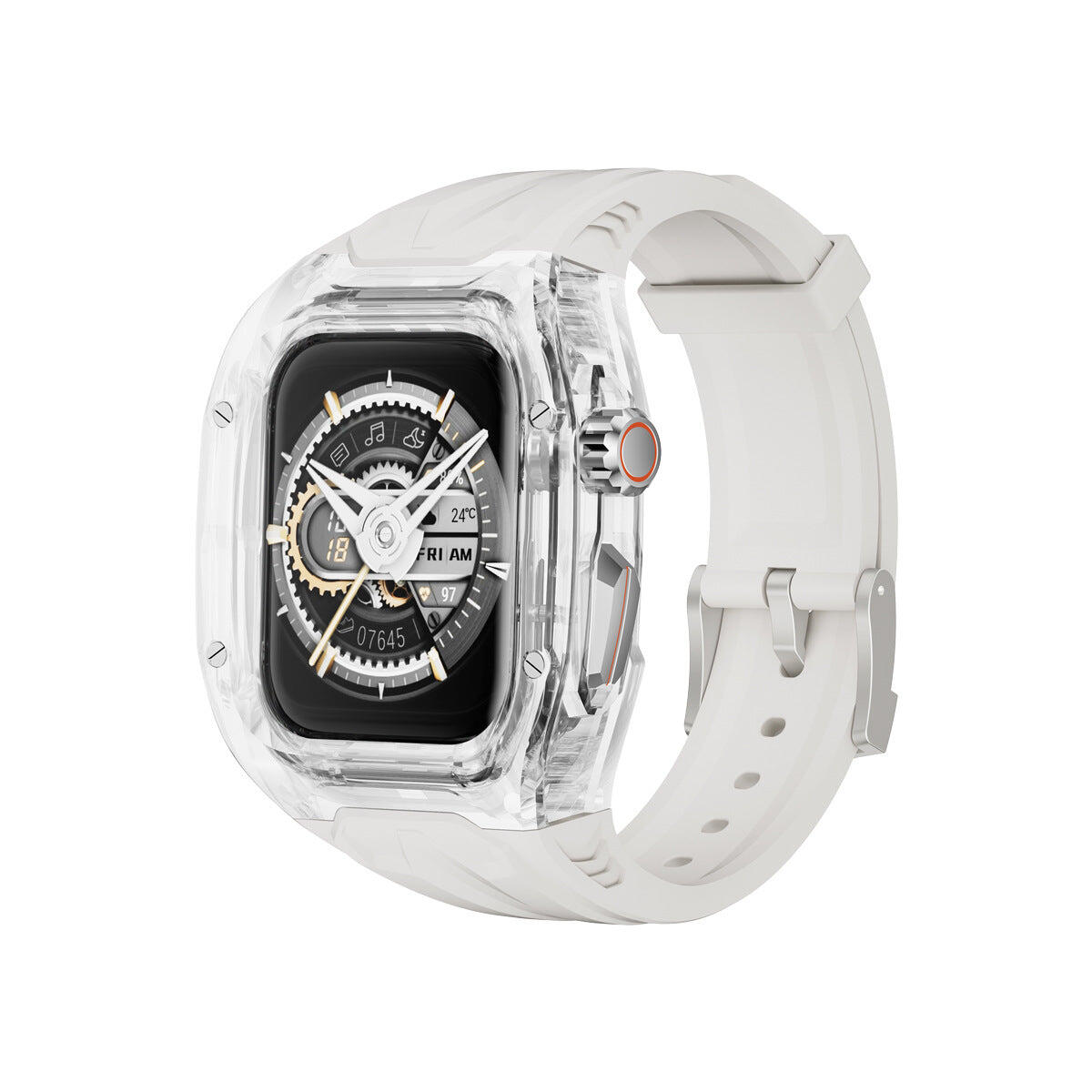 Transparent  Sports Watch Strap & Case for Smart Watch - (White and transparent)