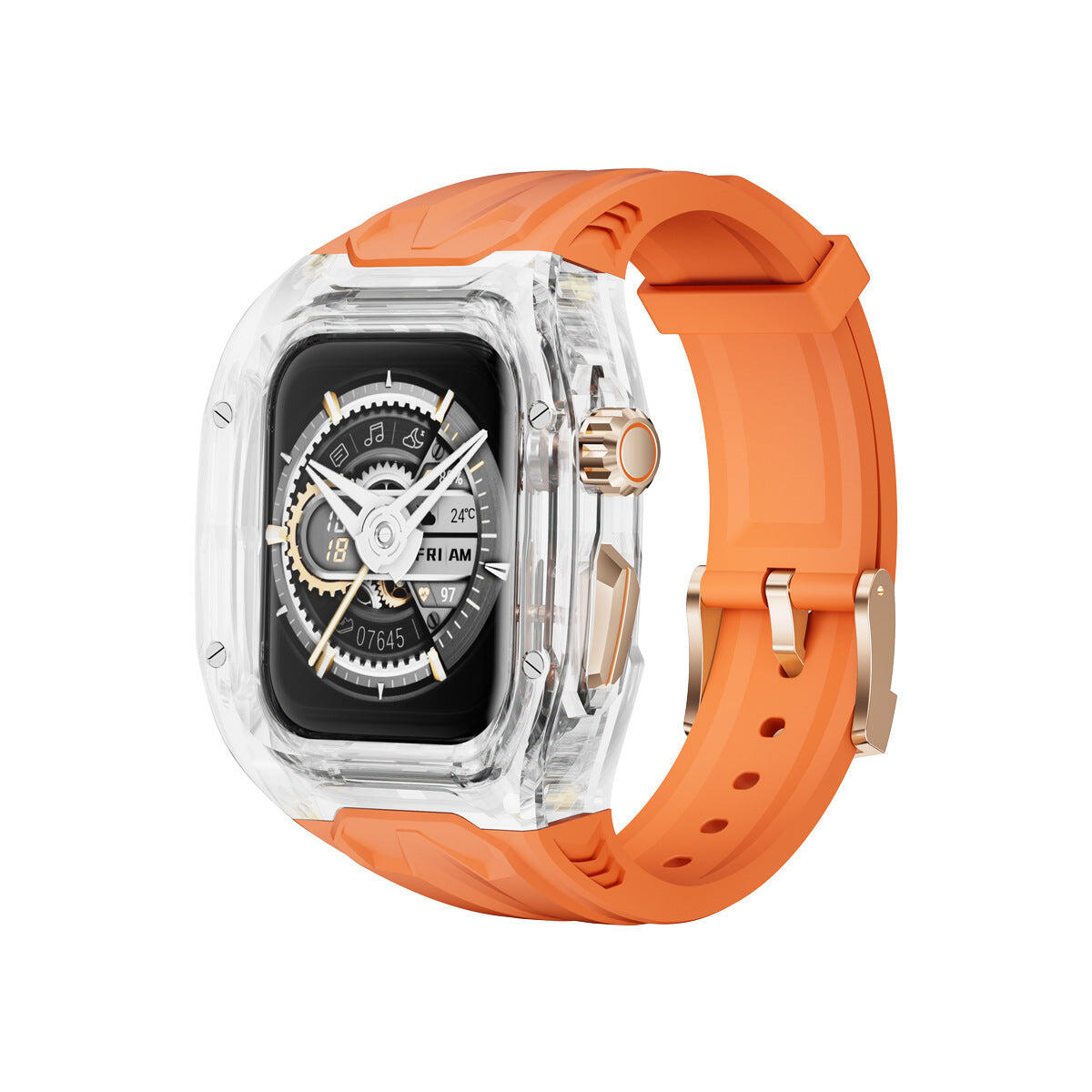 Transparent  Sports Watch Strap & Case for Smart Watch - (Orange transparent)