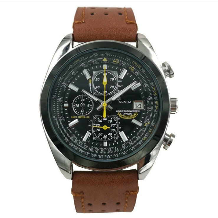 Brown Leather Black Dial Watch