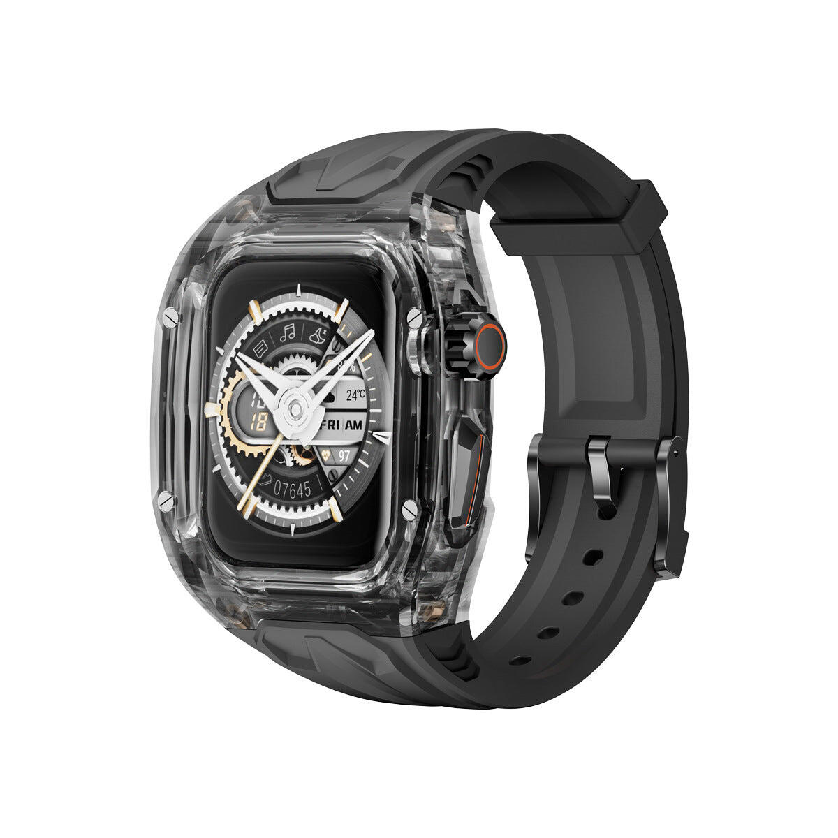 Sports Watch Strap & Case for Smart Watch - (Black transparent black)