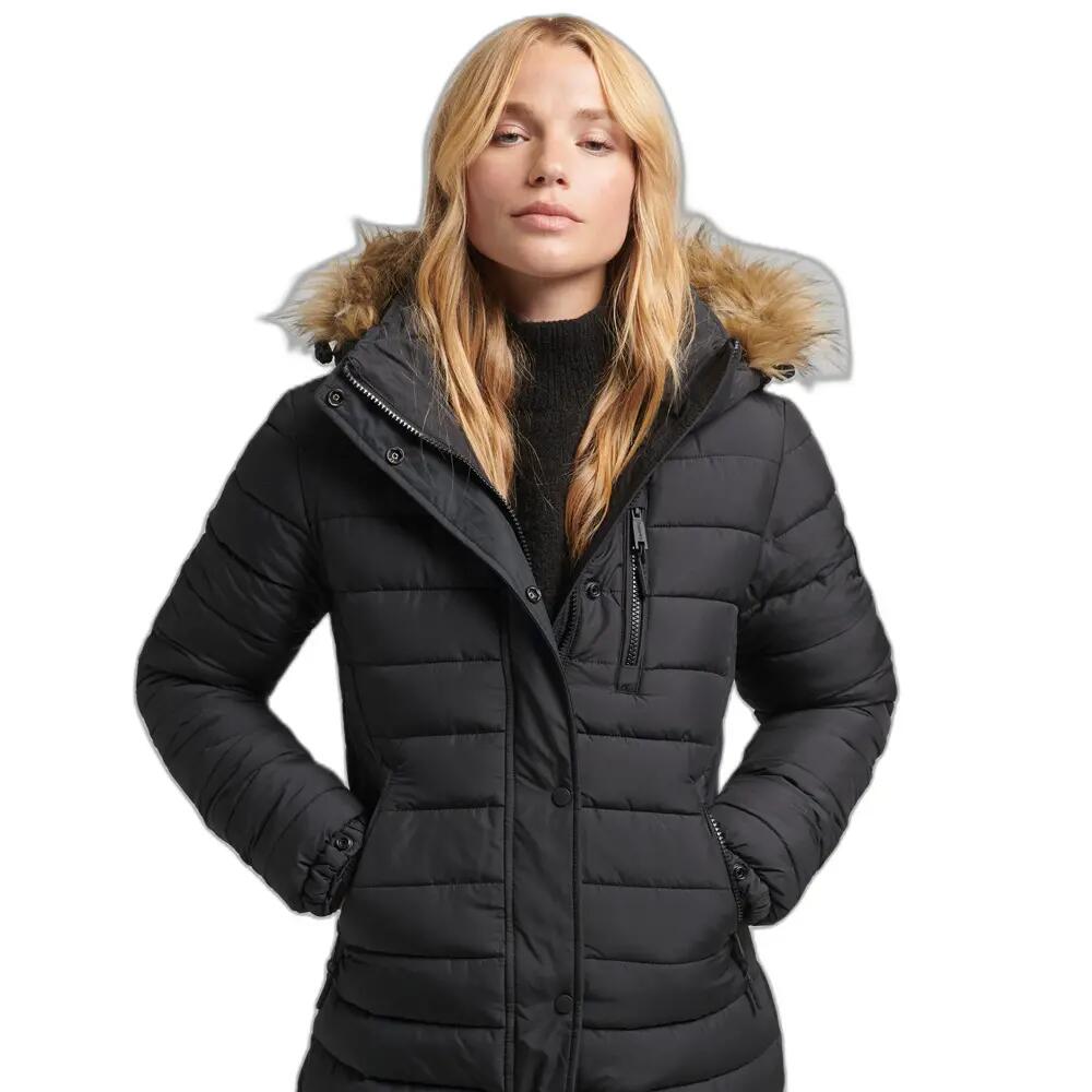 Doudoune longue et légère à capuche avec fausse fourrure femme Superdry 2/7
