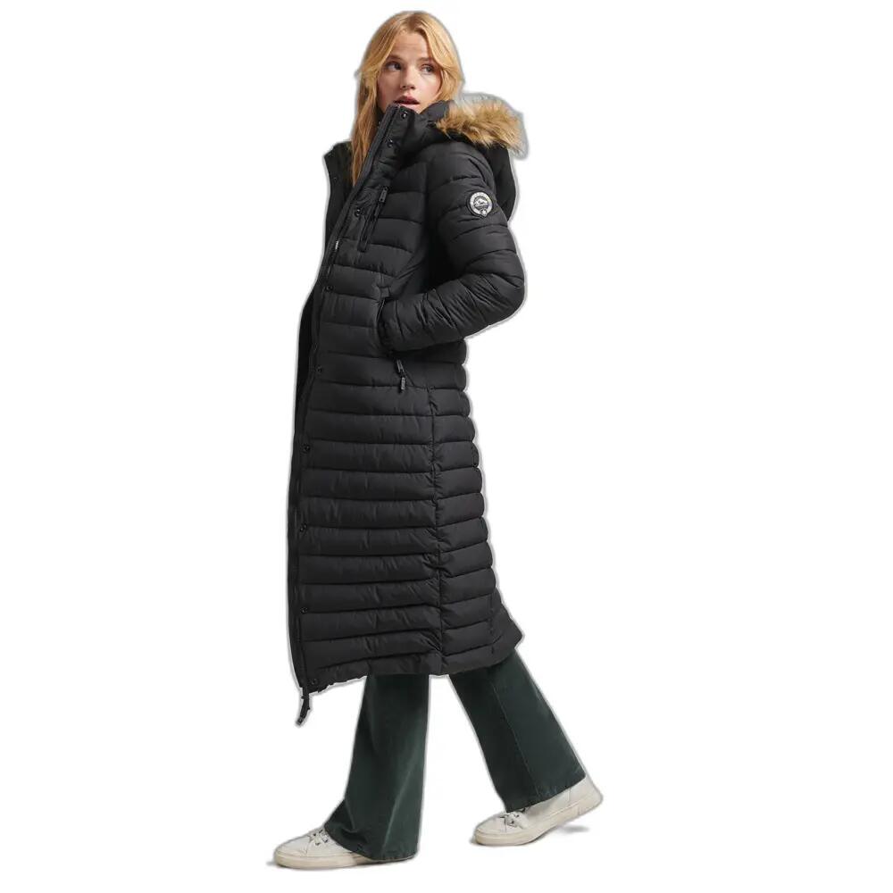 Doudoune longue et légère à capuche avec fausse fourrure femme Superdry 4/7