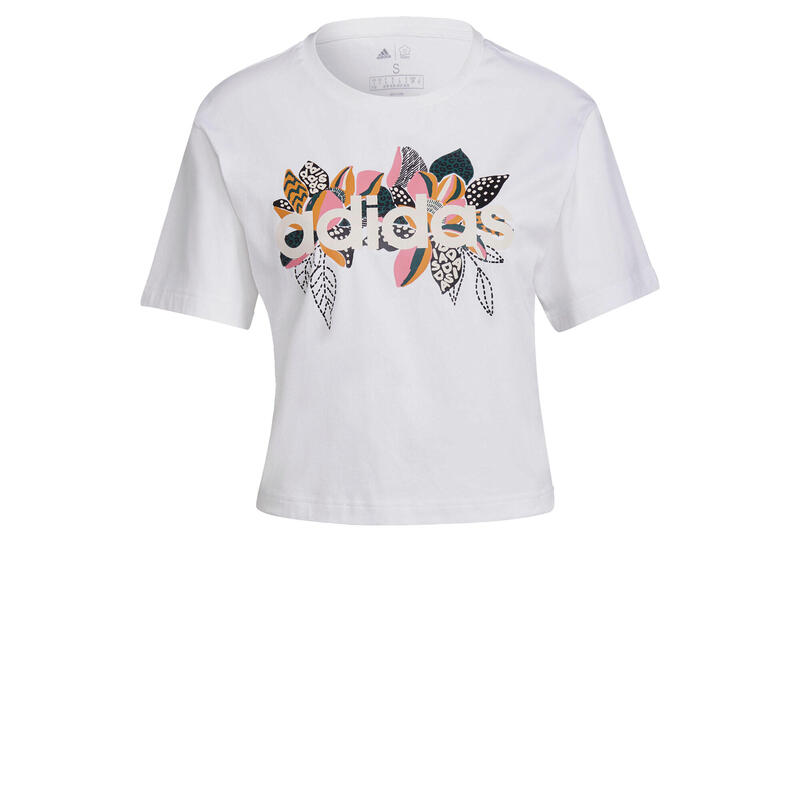 T-shirt adidas x FARM Rio Print Boyfriend Cropped Cotton Logo
