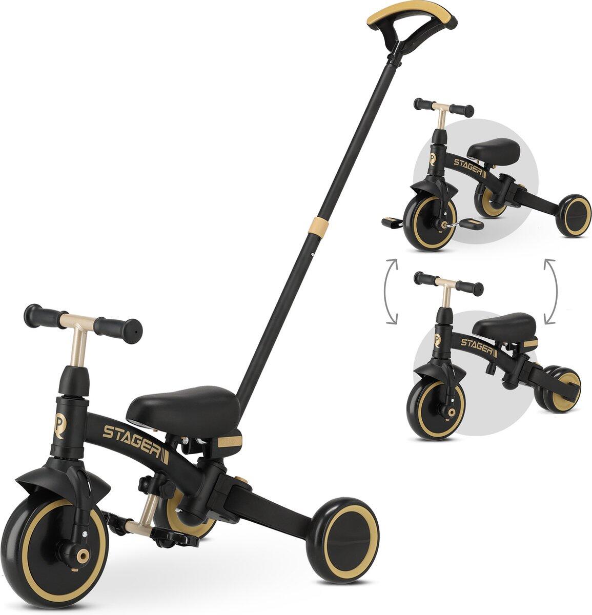 Qplay Stager Triciclo 3-em-1 - Dobrável - Preto/Ouro 5/7