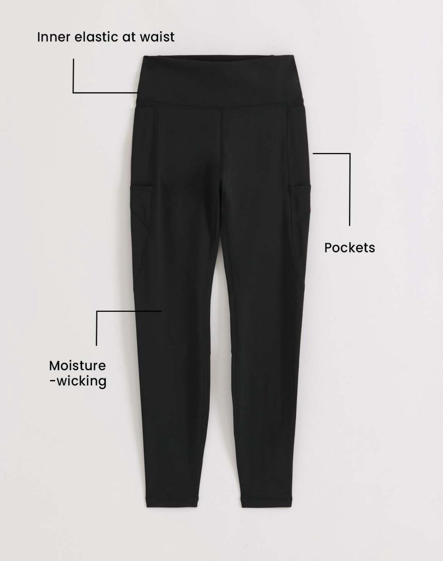 Mallas Mujer Cintura Alta Elásticas Recicladas Con Bolsillos Squat Proof Negro 6/6
