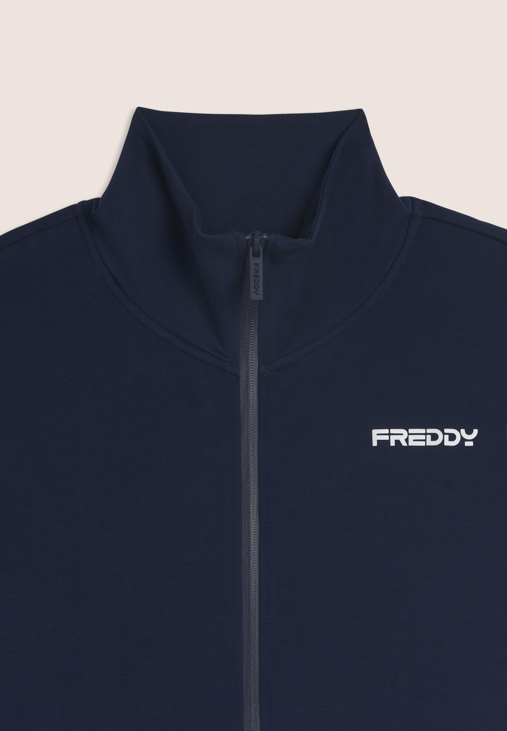 Tuta uomo zip e collo alto in French Terry con bande in tono 3/3