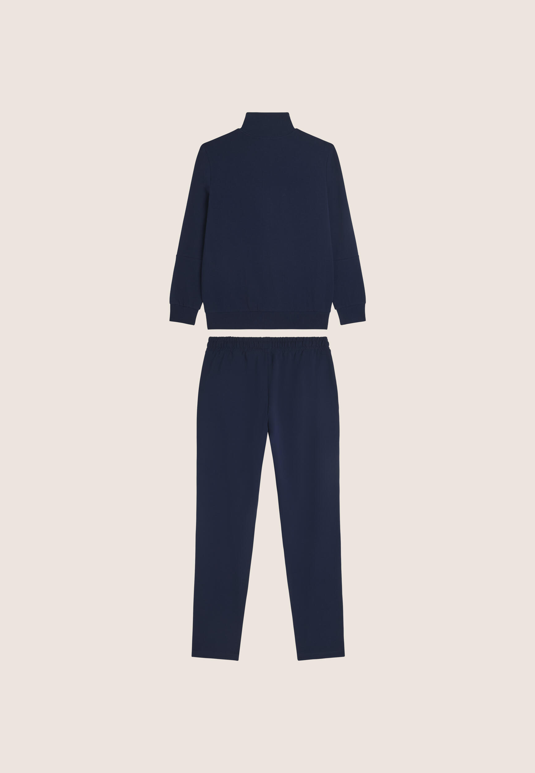 Tuta uomo zip e collo alto in French Terry con bande in tono 2/3