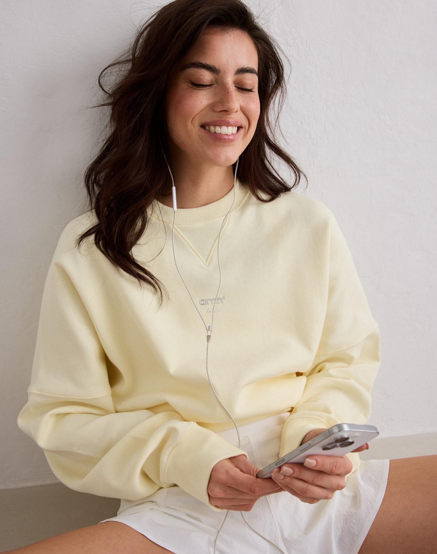 Femme Sweat de Course Respirant Évacuation de l'humidité Le Run Blanc Citronné 3/5